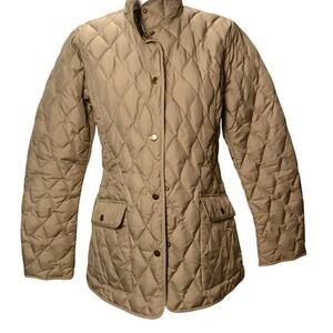 Eddie Bauer Quilted Goose Down Jacket Women's Medium M Tan Lightweight Coat